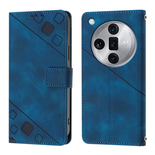 

For OPPO Find X7 Ultra Skin-feel Embossed Leather Phone Case(Blue)