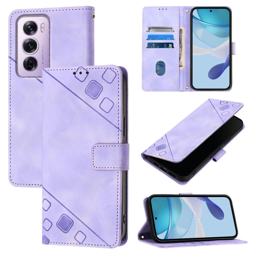 

For OPPO Reno12 Pro Global Skin-feel Embossed Leather Phone Case(Light Purple)