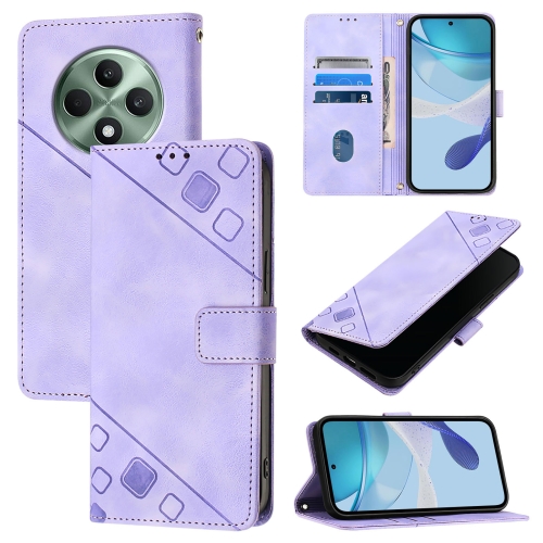 

For OPPO Reno12 F 5G Global Skin-feel Embossed Leather Phone Case(Light Purple)