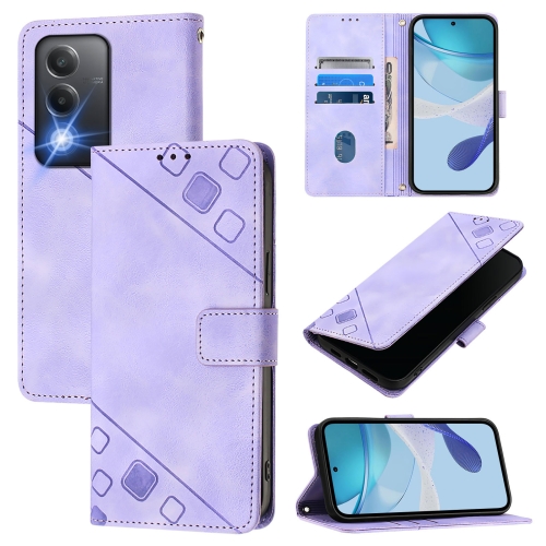 

For OPPO A3 Pro 5G India Skin-feel Embossed Leather Phone Case(Light Purple)