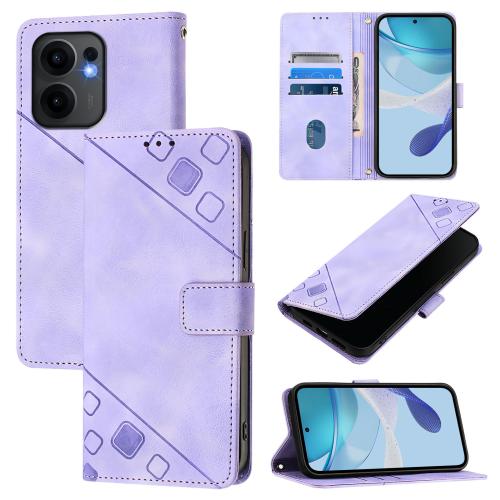 

For OPPO Reno13 F 5G Global Skin-feel Embossed Leather Phone Case(Light Purple)