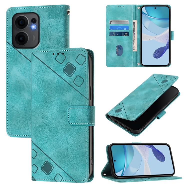 

For OPPO Reno13 F 5G Global Skin-feel Embossed Leather Phone Case(Green)