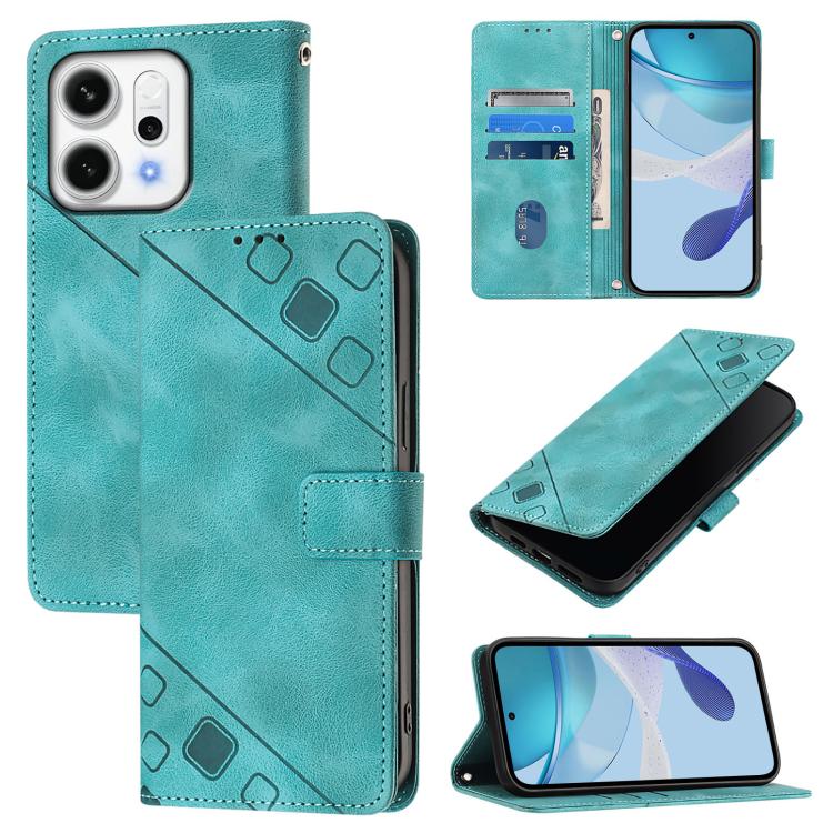 

For OPPO Reno14 5G Global Skin-feel Embossed Leather Phone Case(Green)