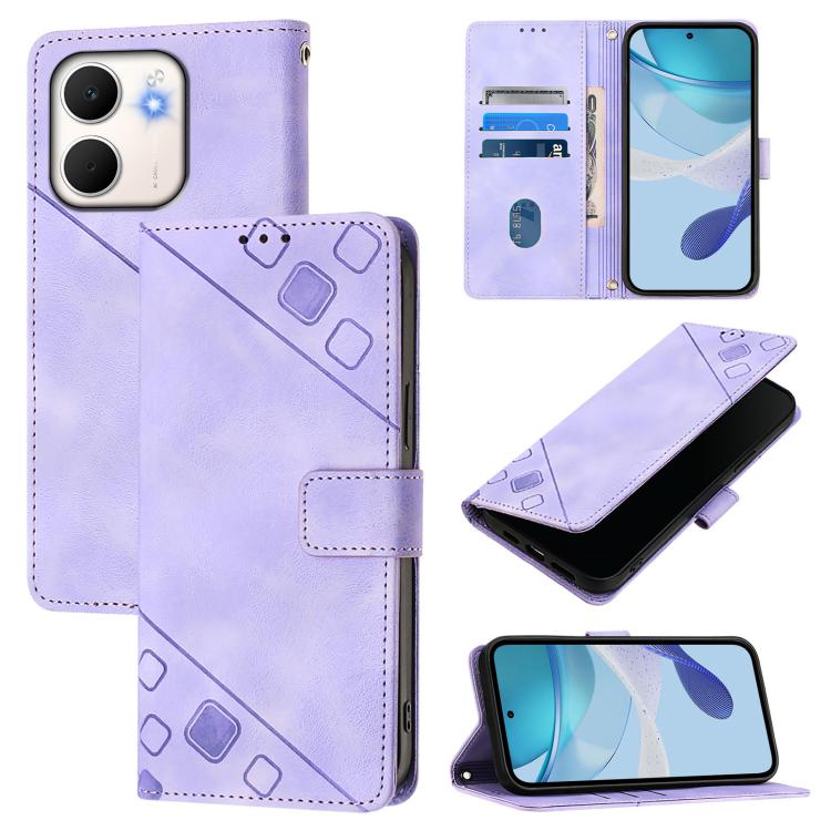 

For OPPO A5x 4G Global / 5G Global Skin-feel Embossed Leather Phone Case(Light Purple)