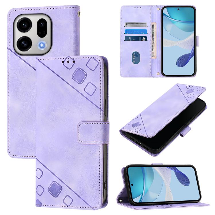 

For OPPO Find X9 Skin-feel Embossed Leather Phone Case(Light Purple)