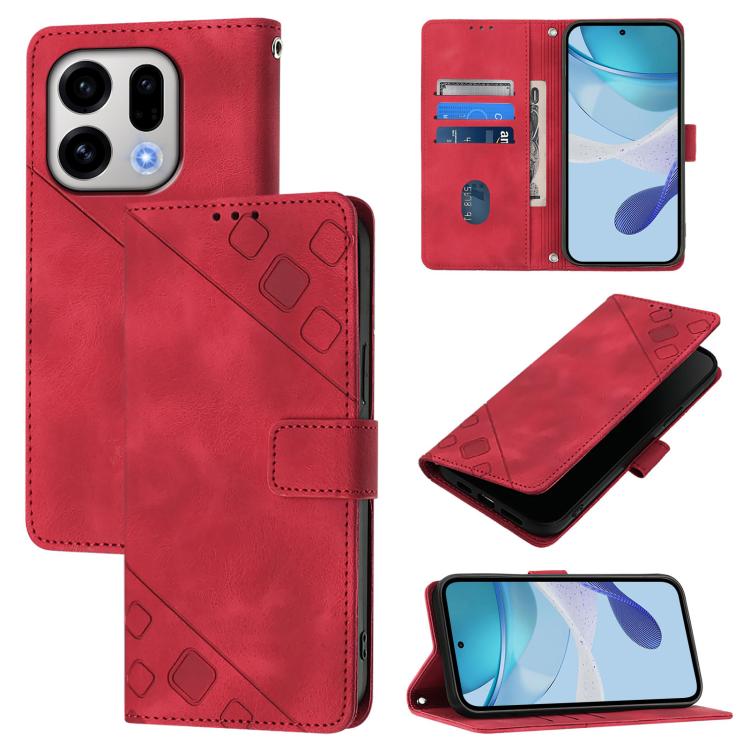 

For OPPO Find X9 Skin-feel Embossed Leather Phone Case(Red)