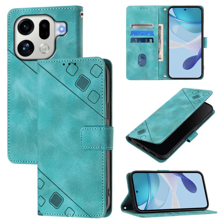 

For OPPO Find X9 Pro Skin-feel Embossed Leather Phone Case(Green)