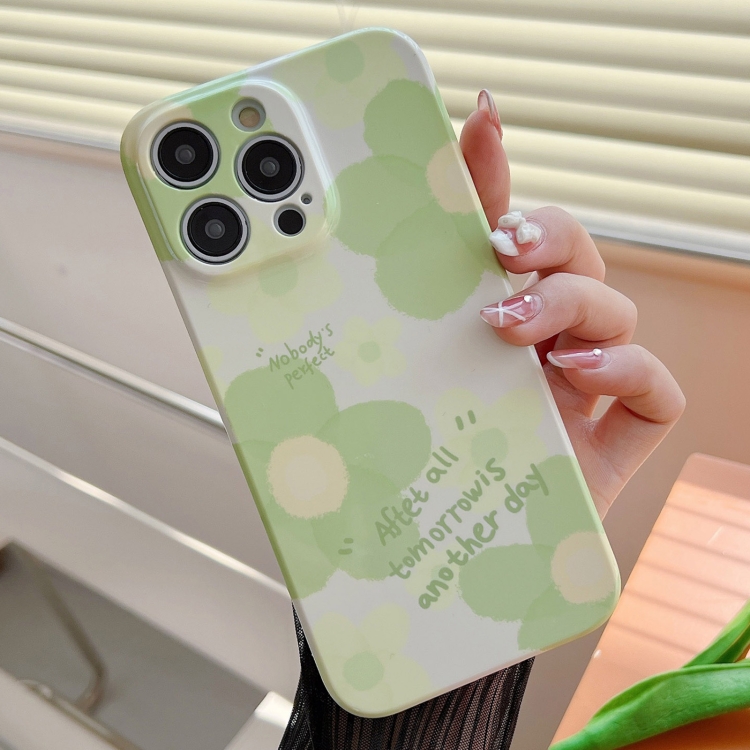 

For iPhone 15 Pro PC Phone Case(Green Flower)