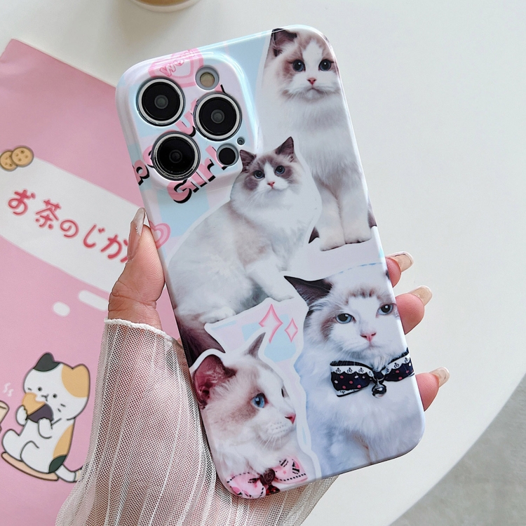 

For iPhone 15 Pro PC Phone Case(White Cat)