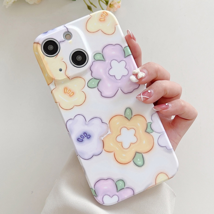 

For iPhone 15 PC Phone Case(Yellow Purple Flowers)