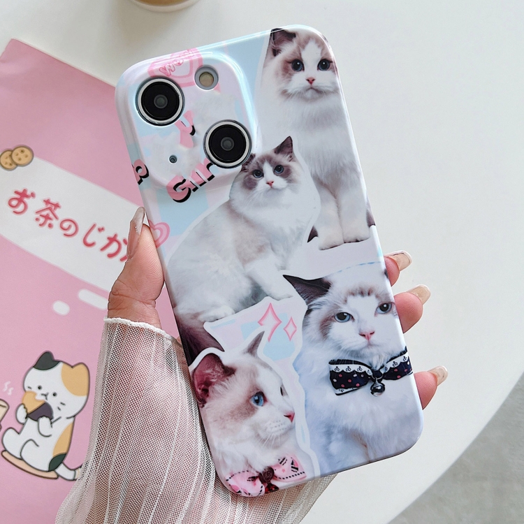 

For iPhone 15 Plus PC Phone Case(White Cat)