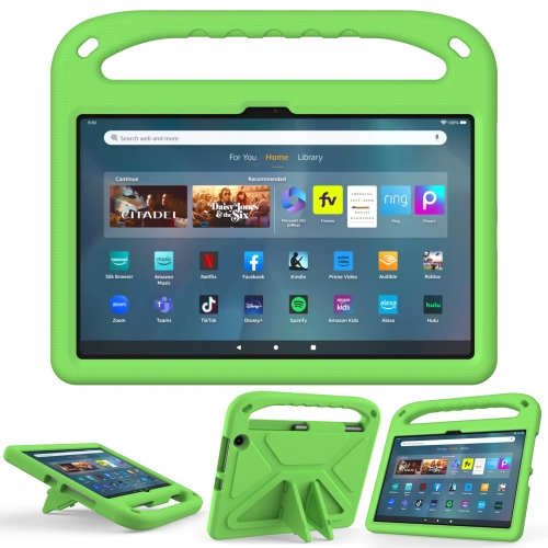

For Amazon Kindle Fire Max 11 Handle EVA Shockproof Tablet Case with Holder(Green)