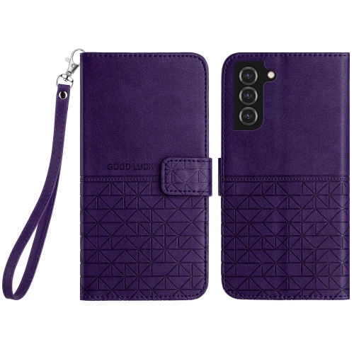 

For Samsung Galaxy S21+ 5G Rhombic Texture Leather Phone Case with Lanyard(Purple)