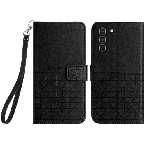 

For Samsung Galaxy S22+ 5G Rhombic Texture Leather Phone Case with Lanyard(Black)