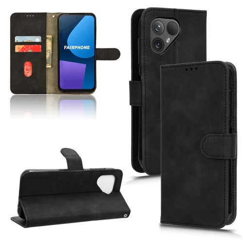 For Fairphone 5 Skin Feel Magnetic Flip Leather Phone Case(Black) for samsung galaxy a24 4g frosted business magnetic horizontal flip pu phone case brown