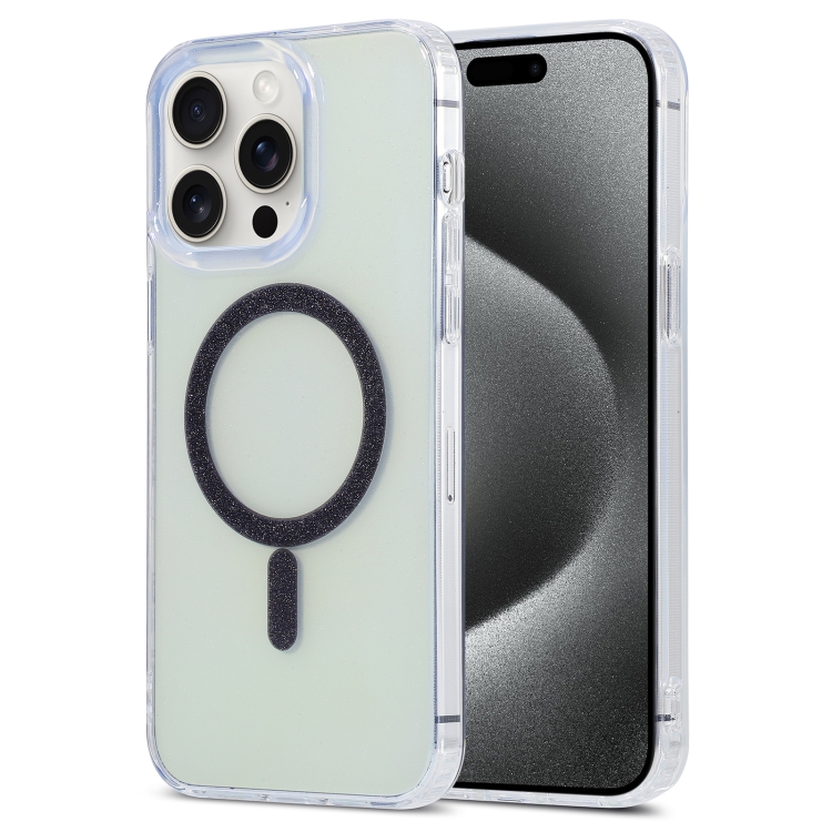 

For iPhone 15 Pro Max Magic Diamond Blu-ray MagSafe Phone Case(Black)
