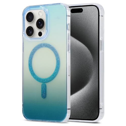 

For iPhone 15 Pro Magic Diamond Blu-ray MagSafe Phone Case(White Blue Gradient)