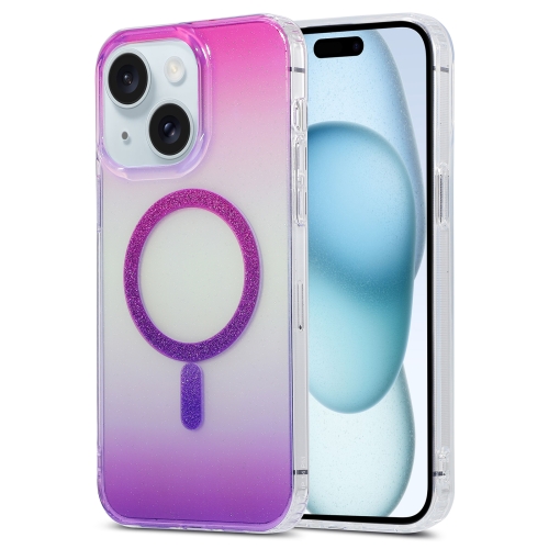 

For iPhone 15 Plus Magic Diamond Blu-ray MagSafe Phone Case(Red Purple Gradient)