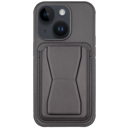 

For iPhone 15 Leather Card Holder TPU Phone Case(Black)