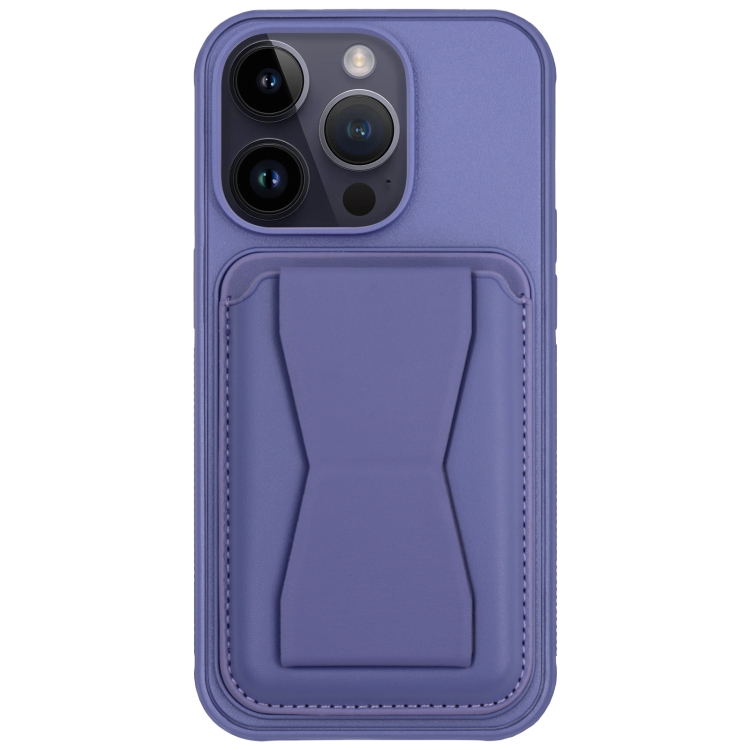 

For iPhone 14 Pro Max Leather Card Holder TPU Phone Case(Light Purple)
