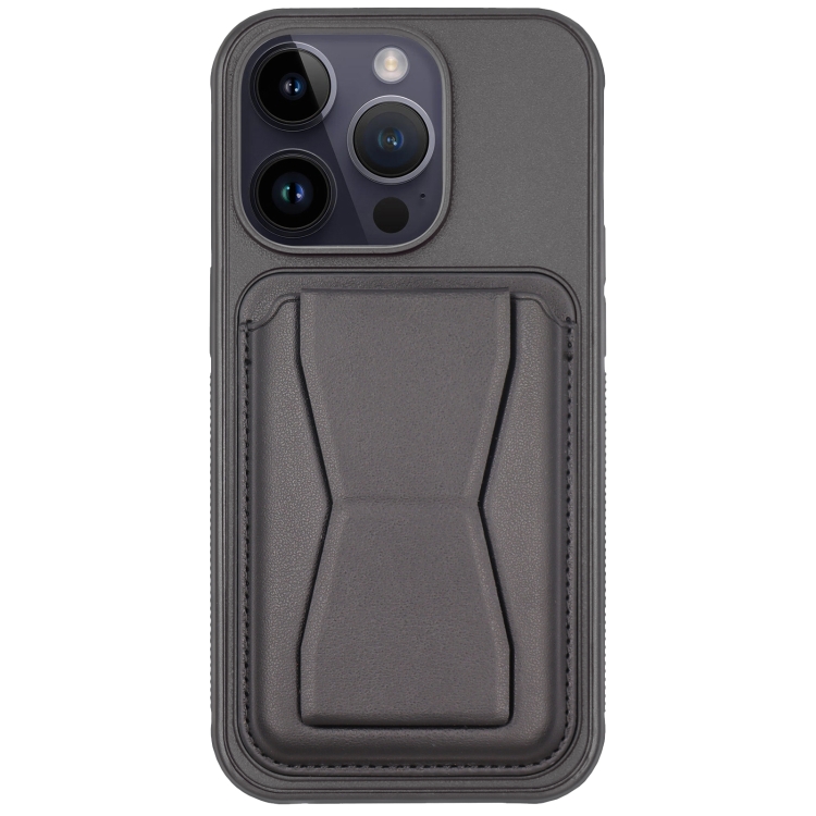 

For iPhone 14 Pro Leather Card Holder TPU Phone Case(Black)