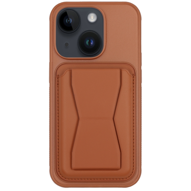 

For iPhone 14 Leather Card Holder TPU Phone Case(Brown)
