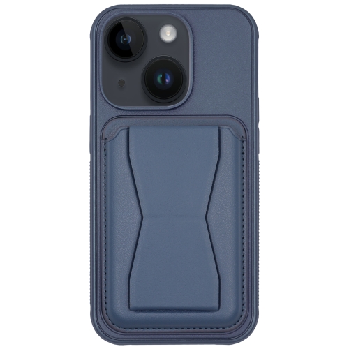 

For iPhone 14 Leather Card Holder TPU Phone Case(Navy Blue)