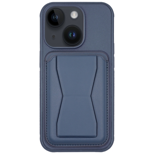 

For iPhone 13 Leather Card Holder TPU Phone Case(Navy Blue)