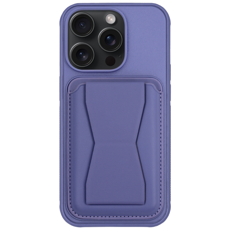 

For iPhone 12 Pro Max Leather Card Holder TPU Phone Case(Light Purple)