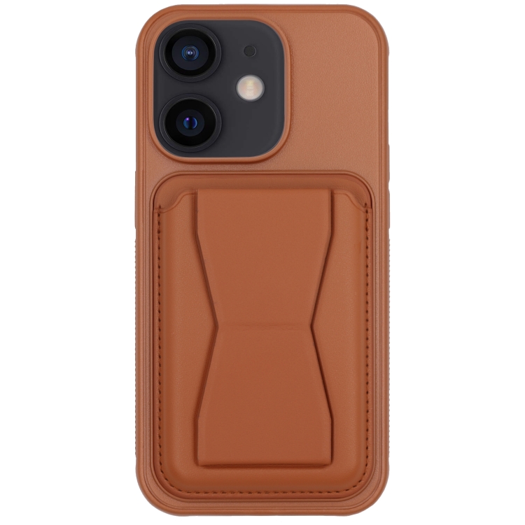 

For iPhone 12 Leather Card Holder TPU Phone Case(Brown)