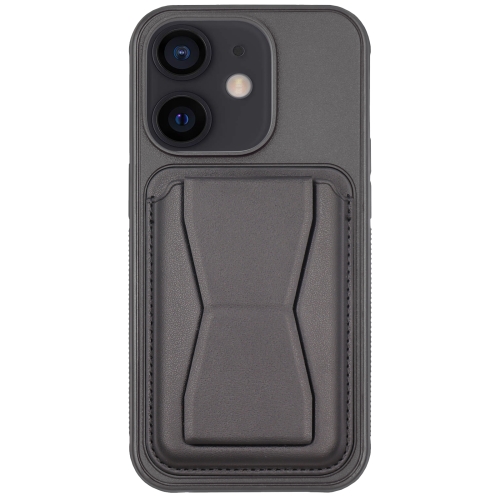 

For iPhone 12 Leather Card Holder TPU Phone Case(Black)