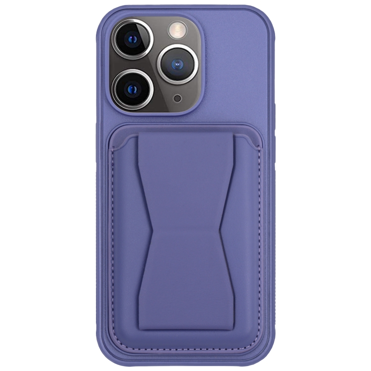 

For iPhone 11 Pro Max Leather Card Holder TPU Phone Case(Light Purple)