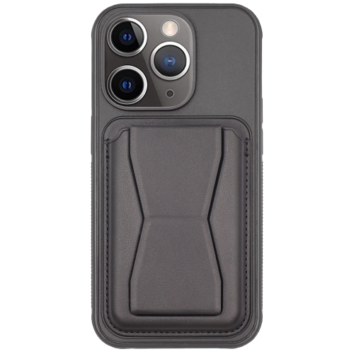 

For iPhone 11 Pro Max Leather Card Holder TPU Phone Case(Black)