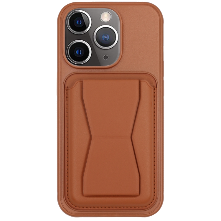 

For iPhone 11 Pro Leather Card Holder TPU Phone Case(Brown)