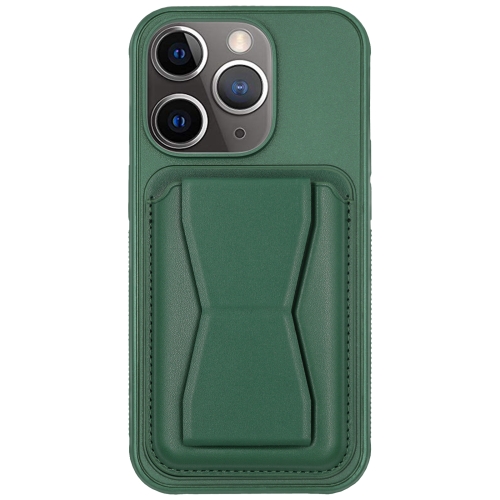 

For iPhone 11 Pro Leather Card Holder TPU Phone Case(Dark Green)