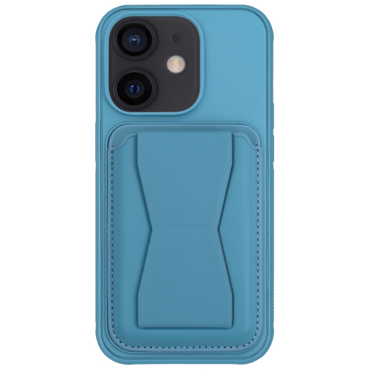

For iPhone 11 Leather Card Holder TPU Phone Case(Light Blue)