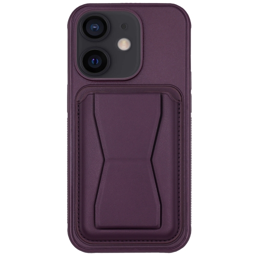 

For iPhone 11 Leather Card Holder TPU Phone Case(Dark Purple)