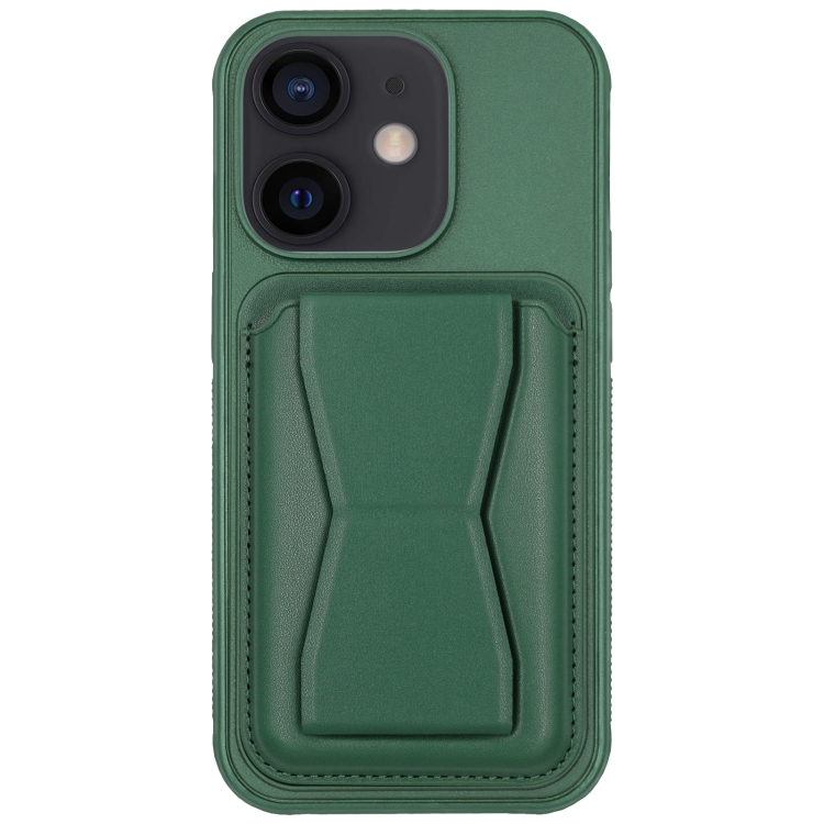 

For iPhone 11 Leather Card Holder TPU Phone Case(Dark Green)