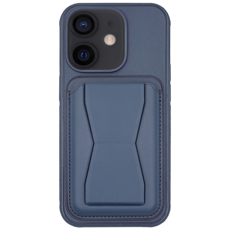 

For iPhone 11 Leather Card Holder TPU Phone Case(Navy Blue)