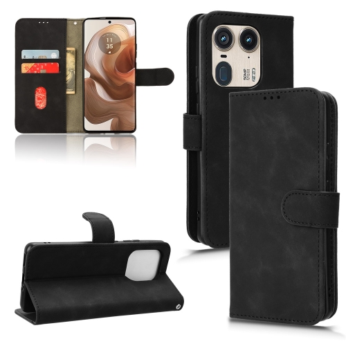 

For Motorola Edge 50 Ultra Skin Feel Magnetic Flip Leather Phone Case(Black)