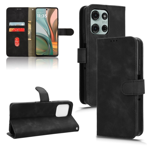 

For Motorola Moto G75 5G Skin Feel Magnetic Flip Leather Phone Case(Black)