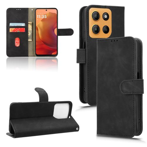 

For Motorola Moto G15 4G Skin Feel Magnetic Flip Leather Phone Case(Black)