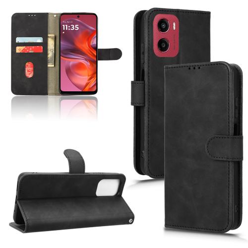 

For Motorola Moto G05 Skin Feel Magnetic Flip Leather Phone Case(Black)