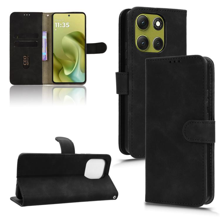 

For Motorola Moto G86 Power 5G Skin Feel Magnetic Flip Leather Phone Case(Black)