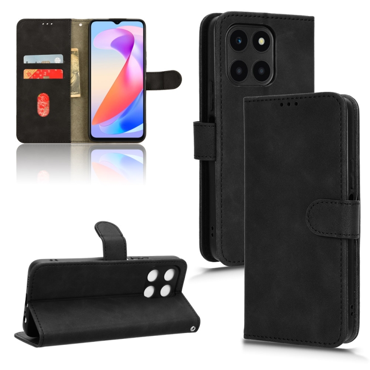

For Honor X6a Global Skin Feel Magnetic Flip Leather Phone Case(Black)