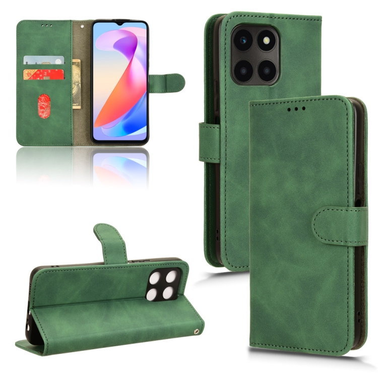 

For Honor X6a Global Skin Feel Magnetic Flip Leather Phone Case(Green)
