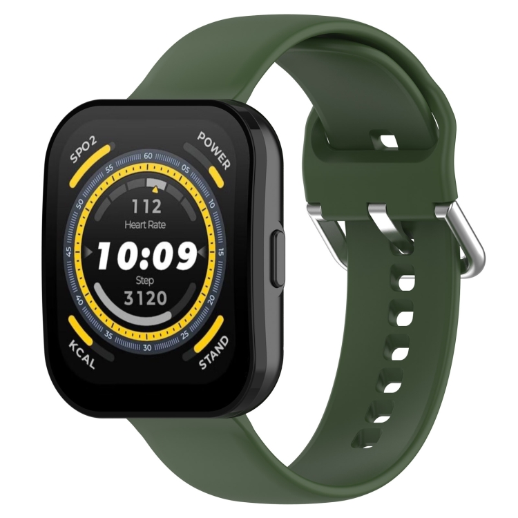 

For Amazfit Bip 5 Silicone Watch Band, Size:L Size(Army Green)