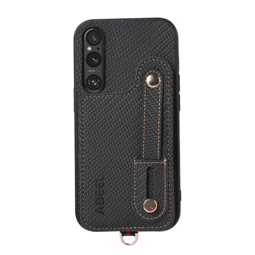 

For Sony Xperia 1 V ABEEL Carbon Fiber RFID Card Holder Phone Case(Black)