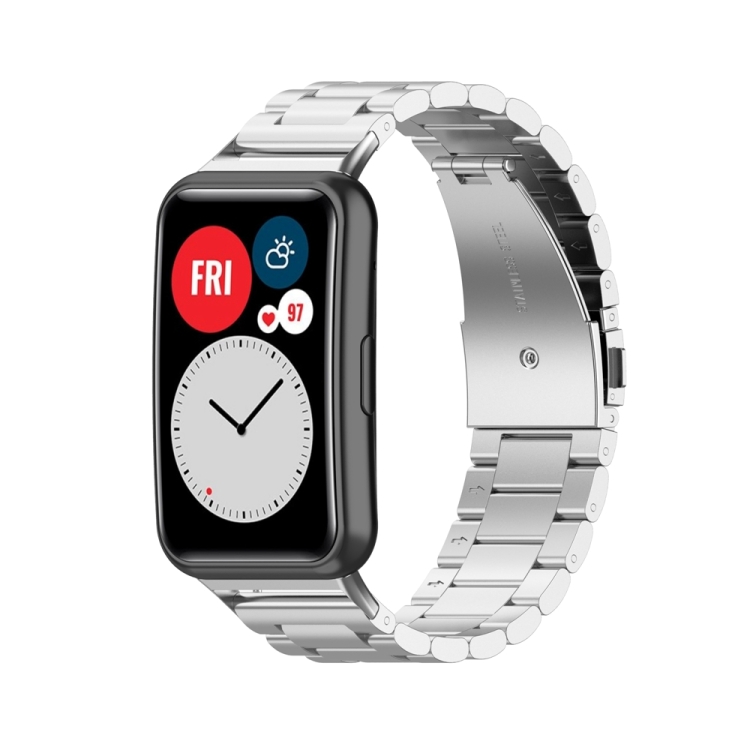 

For Huawei Watch Fit Special Edition Three Strains Stainless Steel Watch Band(Silver)
