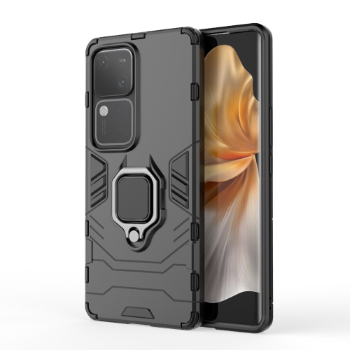 

For vivo S18 5G Shockproof PC + TPU Holder Phone Case(Black)